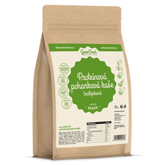 GreenFood Proteinová pohanková bezlepková kaše 500 g - kakao