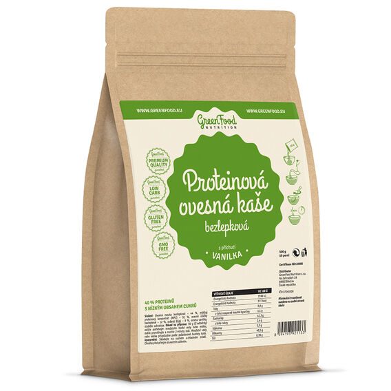 GreenFood Proteinová ovesná bezlepková kaše 500 g - vanilka