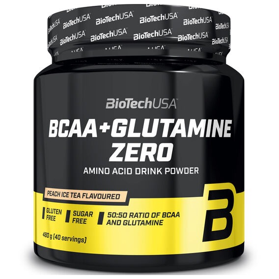 BiotechUSA BCAA + Glutamine Zero 480 g - broskvový ledový čaj