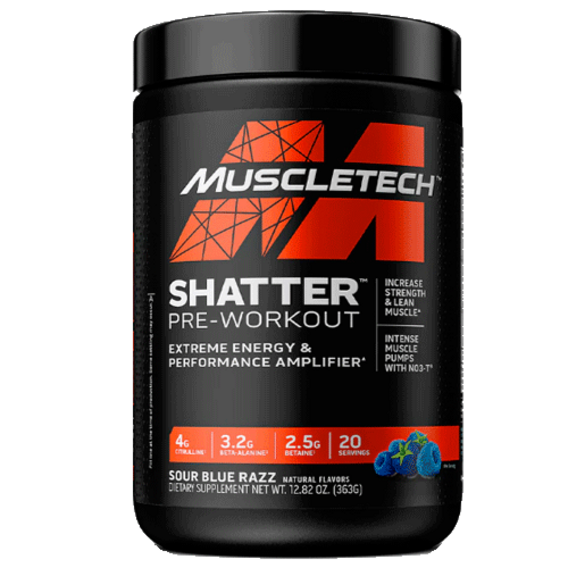 MuscleTech Shatter Pre-workout 363 g - modrá malina