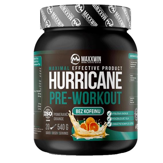 MaxxWin Hurricane Pre-Workout No Caffeine 540 g - pomeranč